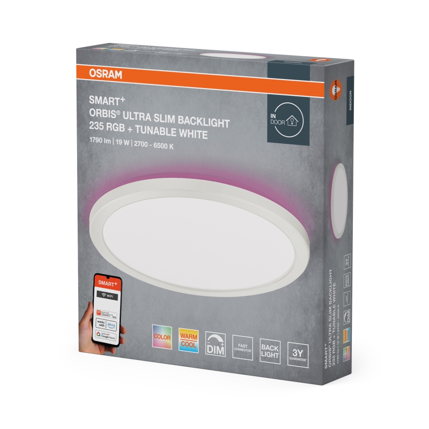 Osram - LED RGBW димируемо таванно осветително тяло SMART+ ORBIS LED/19W/230V Ø 23,5 cm 2700-6500K Wi-Fi