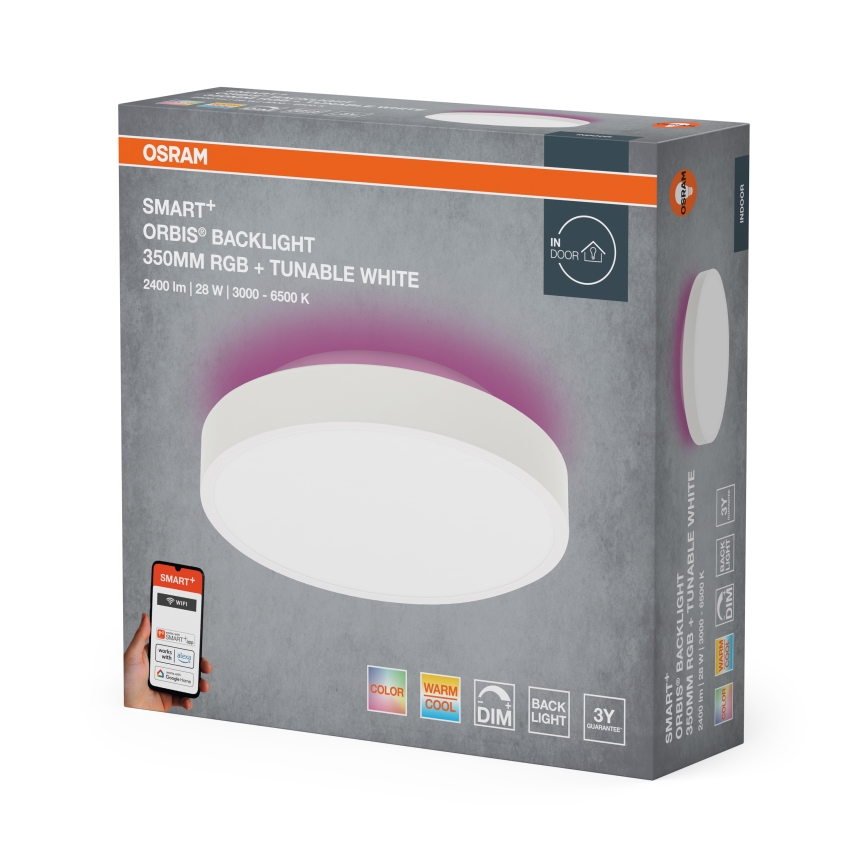 Osram - SMART+ ORBIS LED RGBW димируемо таванно осветително тяло LED/28W/230V Ø 35 см 2700-6500K Wi-Fi