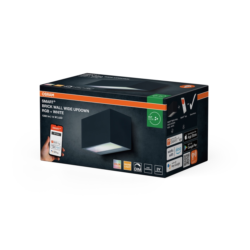 Osram - LED RGBW Димируемо външно стенно осветително тяло SMART+ BRICK LED/14W/230V IP44 Wi-Fi