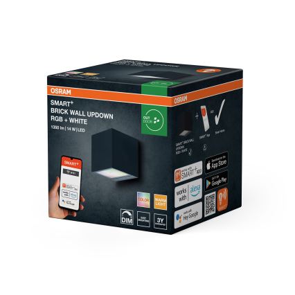 Osram - LED RGBW Димируемо външно стенно осветително тяло SMART+ BRICK LED/14W/230V IP44 Wi-Fi
