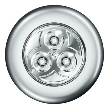 Osram - LED сензорно ориентиращо осветително тяло DOT-IT, 0,2 W, 3×AAA, Ø 6,8 cm, сребристо