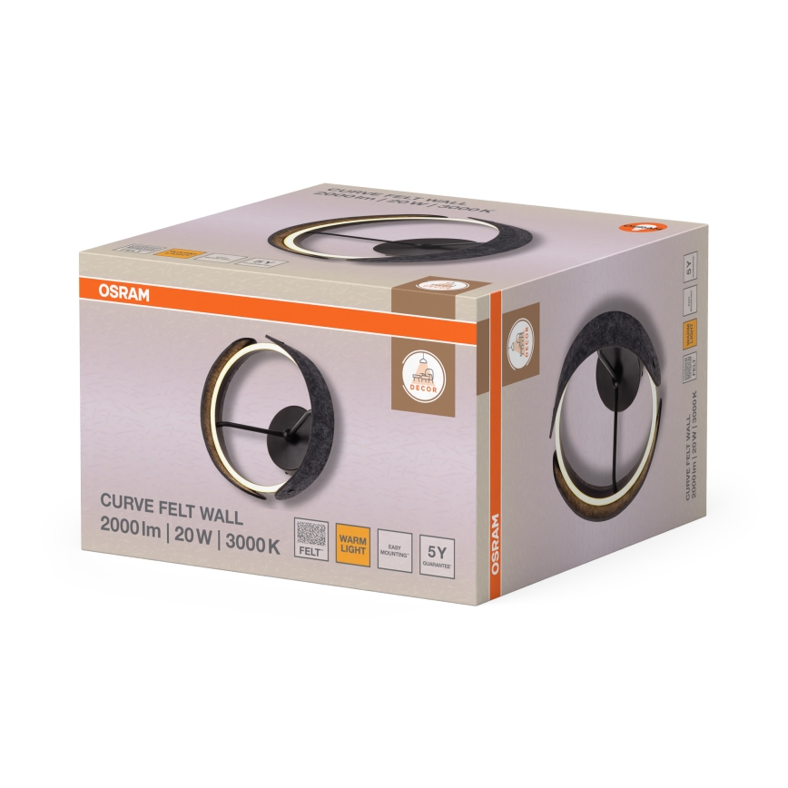Osram - LED стенен осветител DECOR CURVE LED/20W/230V сив