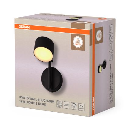 Osram - LED димируемо стенно сензорно осветително тяло DECOR KYOTO LED/12W/230V CRI 90 черно