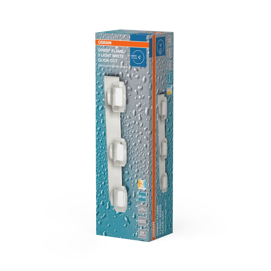 Osram - LED стенен аплик за баня ORBIS FLAME 3xLED/5,5W/230V 3000/4000K IP44 бял