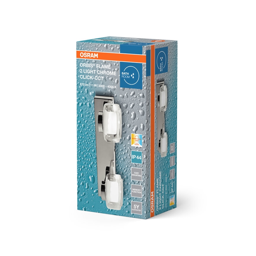 Osram - LED стенен аплик за баня ORBIS FLAME 2xLED/5,5W/230V 3000/4000K IP44 лъскав хром