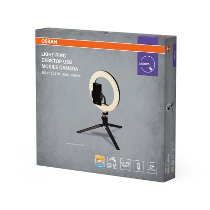 Osram - Димируема настолна LED лампа със стойка и държач за влогъри LED/5,5W/USB 3000-6500K 210 mAh