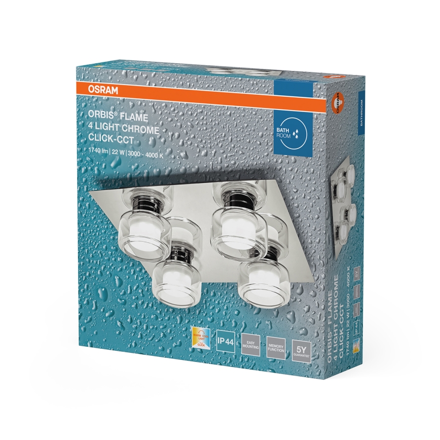 Osram - LED Таванно осветително тяло за баня ORBIS FLAME 4xLED/5,5W/230V 3000/4000K IP44 лъскав хром