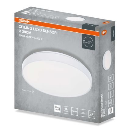 Osram - LED плафон със сензор за здрач CEILING LUXO LED/24W/230V Ø 38 cm бял