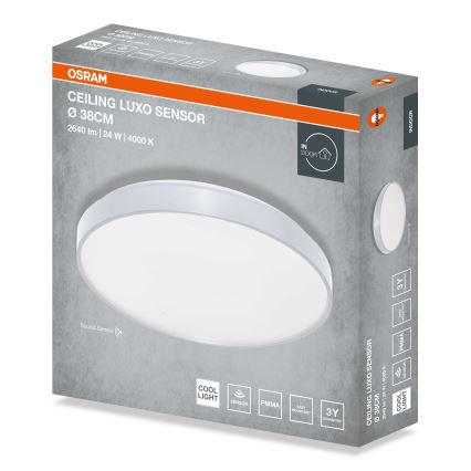 Osram - LED таванно осветително тяло със сензор за здрач CEILING LUXO LED/24W/230V Ø 38 см, сребристо