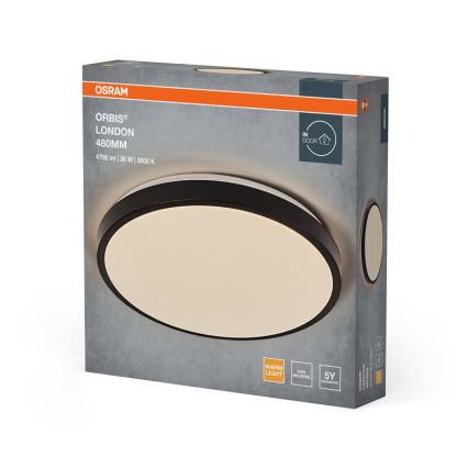Osram - LED таванен плафон ORBIS LONDON LED/36W/230V Ø 48 см, черен