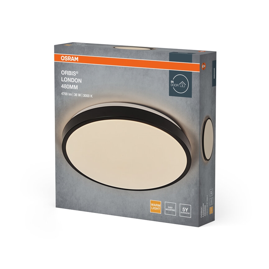 Osram - LED таванен плафон ORBIS LONDON LED/36W/230V Ø 48 см, черен