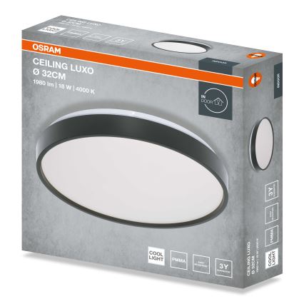 Osram - LED таванно осветително тяло CEILING LUXO LED/18W/230V Ø 32 см, черно