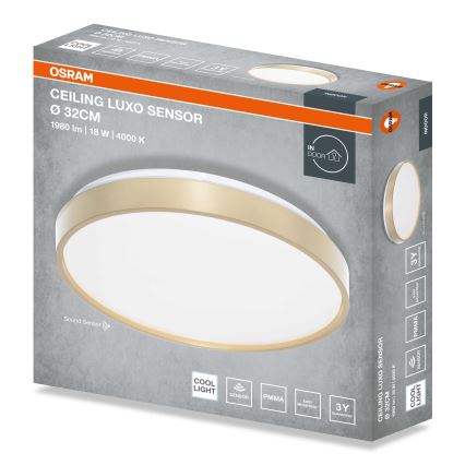 Osram - LED таванно осветително тяло със сензор за здрач CEILING LUXO LED/18W/230V Ø 32 см златисто