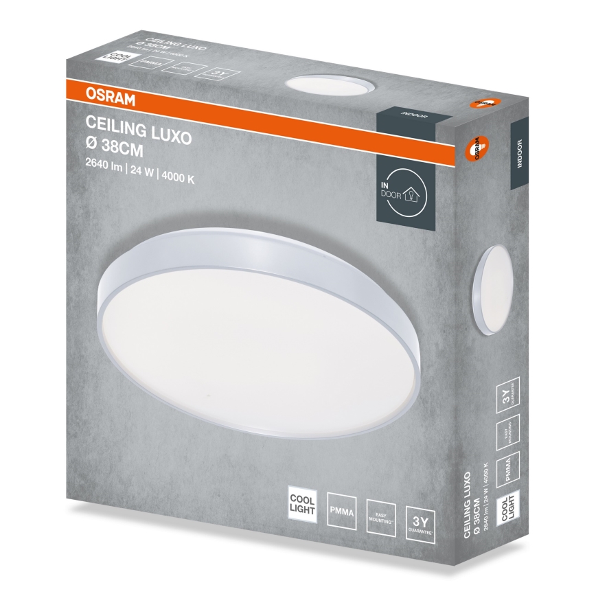 Osram - LED таванно осветително тяло CEILING LUXO LED/24W/230V диаметър 38 cm сребристо
