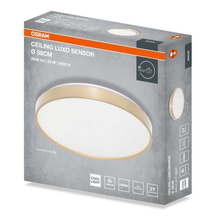 Osram - LED таванно осветително тяло със сензор за здрач CEILING LUXO LED/24W/230V Ø 38 см златисто