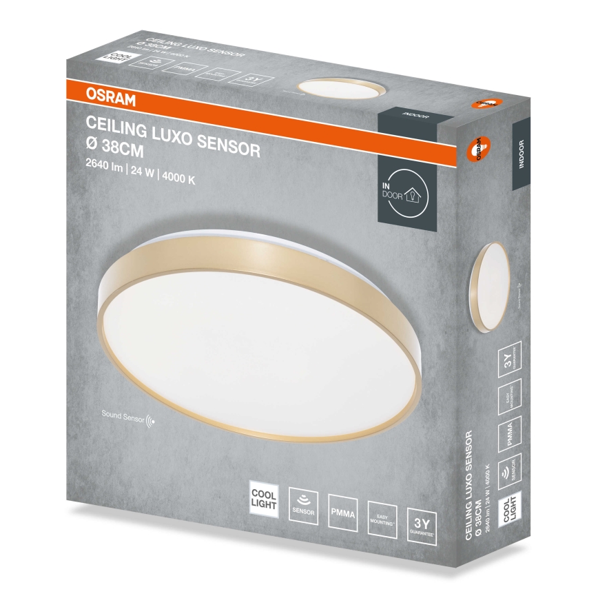 Osram - LED таванно осветително тяло със сензор за здрач CEILING LUXO LED/24W/230V Ø 38 см златисто