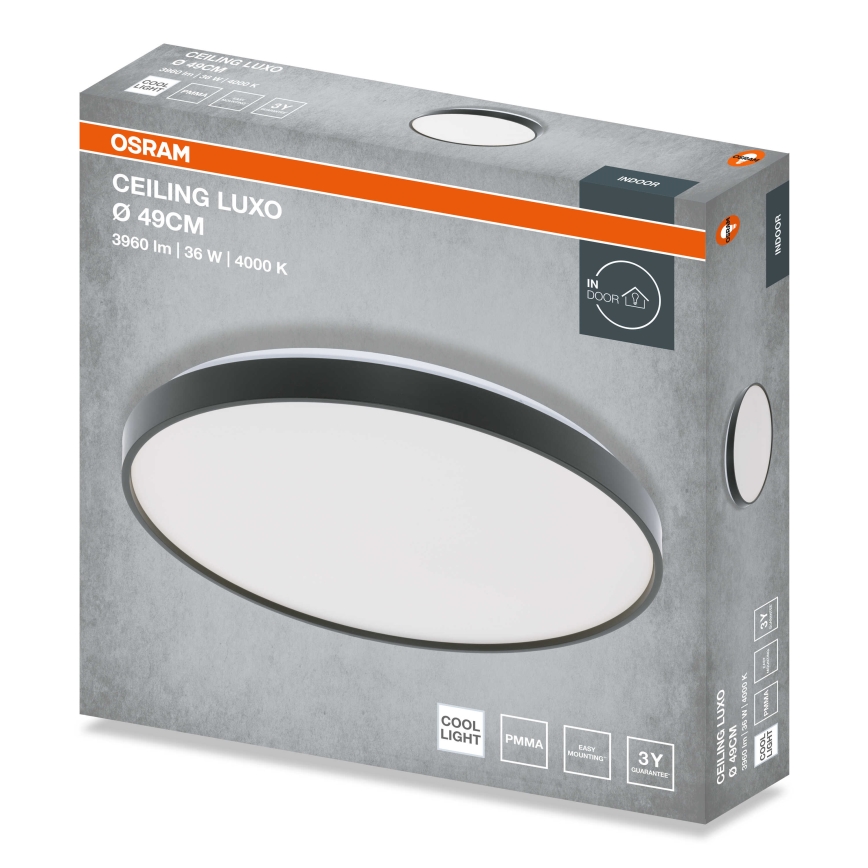 Osram - LED таванно осветително тяло CEILING LUXO LED/36W/230V, диаметър 49 см, черно