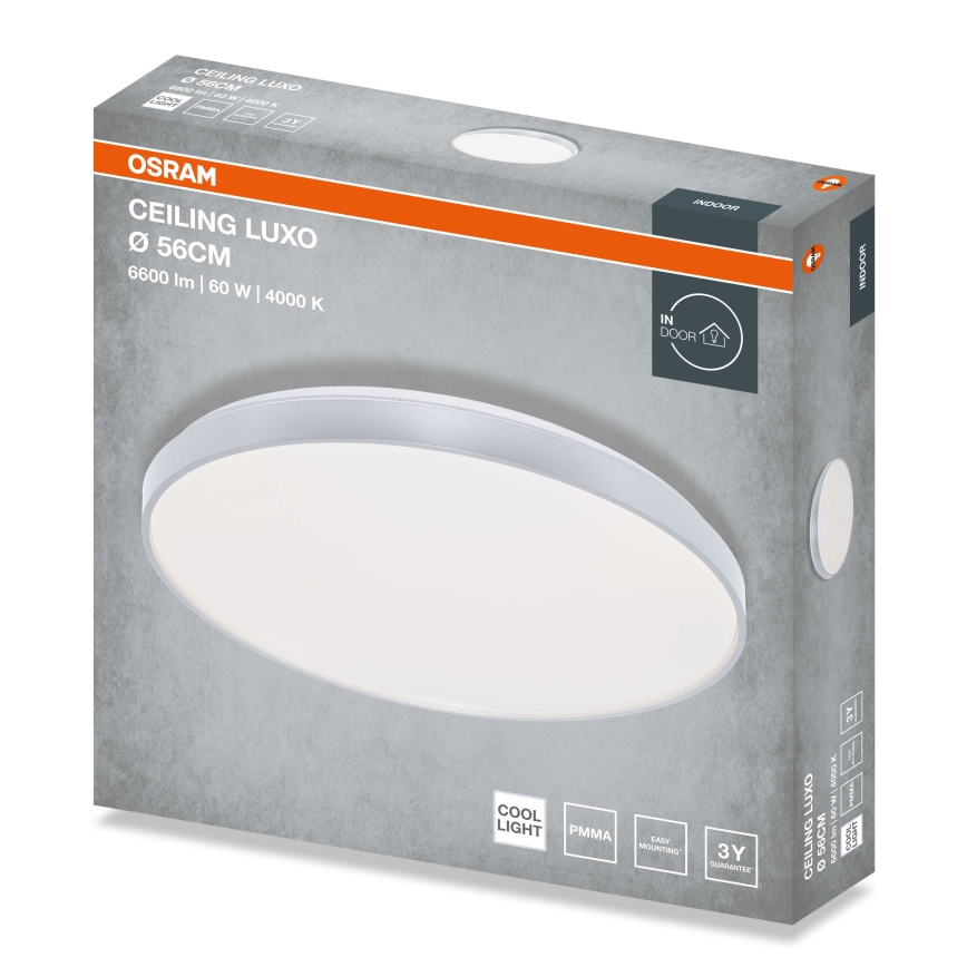 Osram - LED таванно осветително тяло CEILING LUXO LED/60W/230V Ø 56 см, сребристо