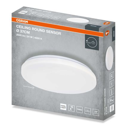 Osram - LED плафон с датчик за здрач CEILING ROUND LED/24W/230V 4000K Ø 37 см бял