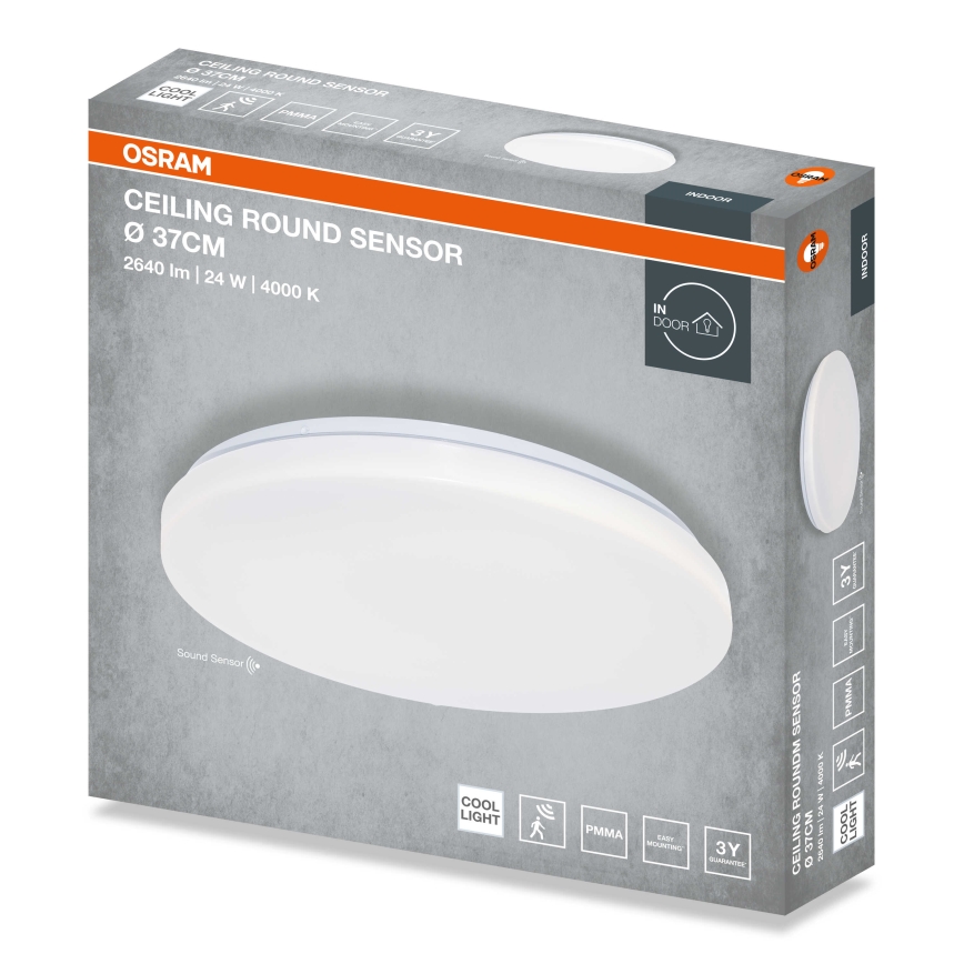 Osram - LED плафон с датчик за здрач CEILING ROUND LED/24W/230V 4000K Ø 37 см бял