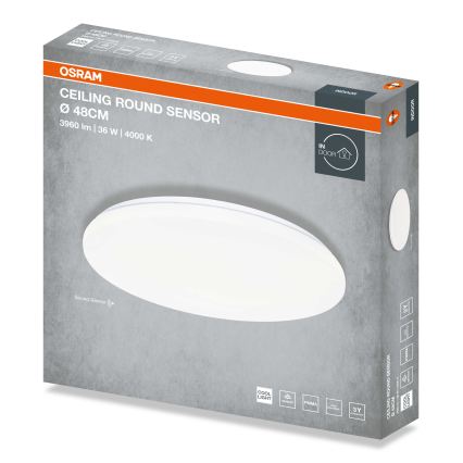 Osram - LED таванен плафон със сензор за здрач CEILING ROUND LED/36W/230V 4000K Ø 48 cm бял