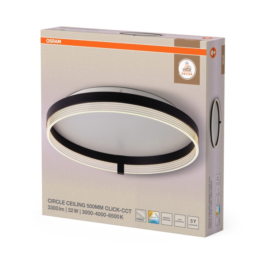 Osram - LED таванен плафон DECOR CIRCLE LED/32W/230V 3000/4000/6500K Ø 50 см черен/бял