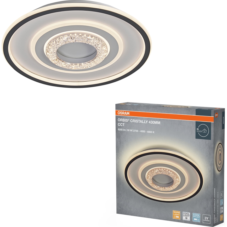 Osram - LED таванно осветително тяло ORBIS CRISTALLY LED/50W/230V 2700/4000/6000K диаметър 43 см бял/черен