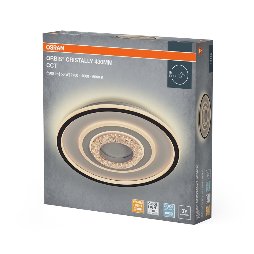 Osram - LED таванно осветително тяло ORBIS CRISTALLY LED/50W/230V 2700/4000/6000K диаметър 43 см бял/черен