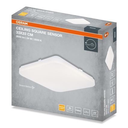 Osram - LED плафон със сензор за здрач SQUARE LED/24W/230V 33x33 см