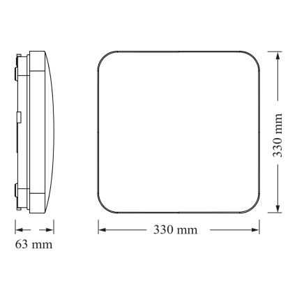 Osram - LED плафон със сензор за здрач SQUARE LED/24W/230V 33x33 см
