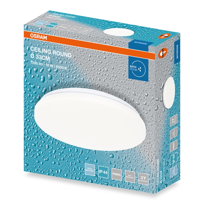Osram - LED плафон за баня CEILING ROUND LED/18W/230V 6500K Ø 33 см IP44 бял