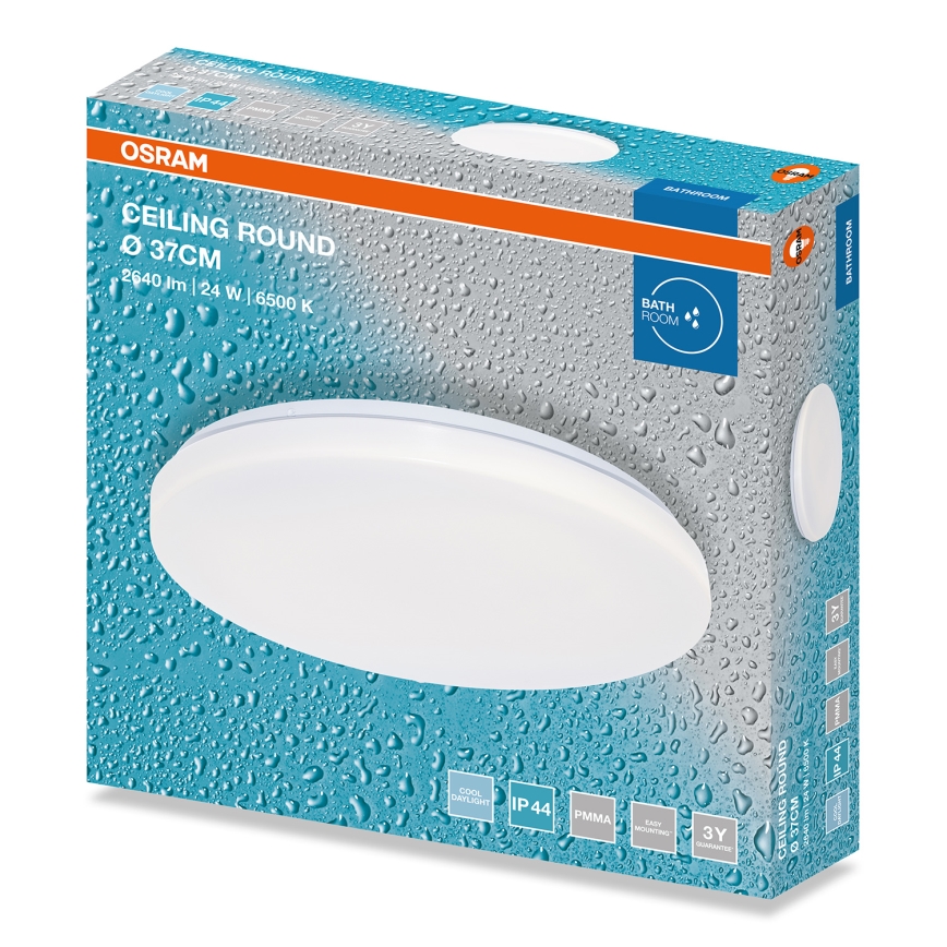 Osram - LED таванно осветително тяло за баня CEILING ROUND LED/24W/230V 6500K диаметър 37 см IP44 бяло