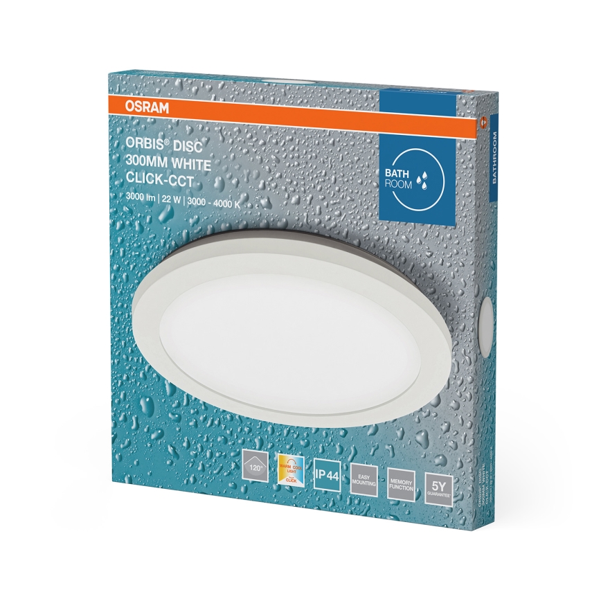 Osram - LED таванно осветително тяло за баня ORBIS DISC LED/22W/230V 3000/4000K Ø 30 см IP44 бяло
