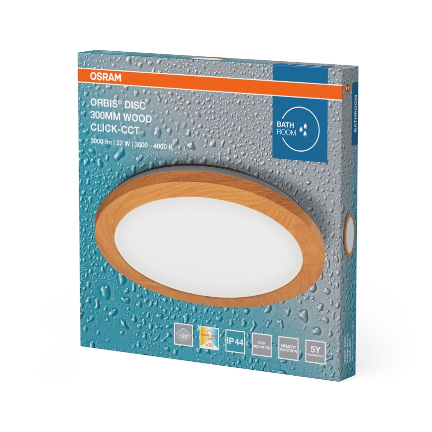 Osram - LED таванно осветително тяло за баня ORBIS DISC LED/22W/230V 3000/4000K диаметър 30 см IP44 кафяво