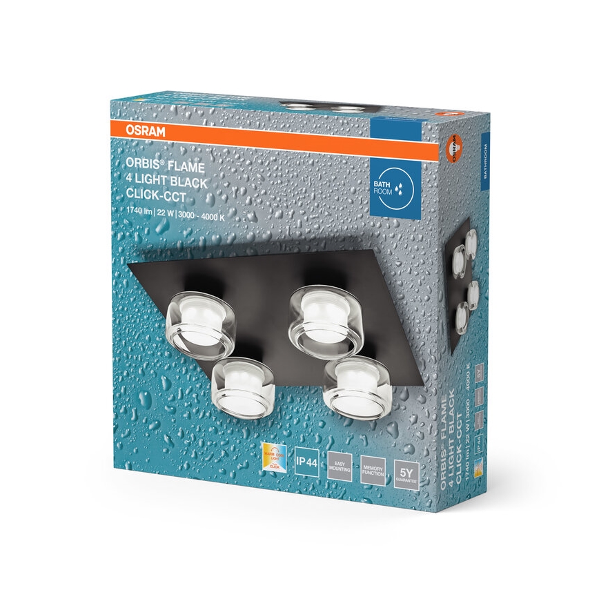 Osram - LED плафон за баня ORBIS FLAME 4xLED/5,5W/230V 3000/4000K IP44 черен