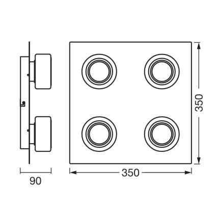 Osram - LED плафон за баня ORBIS FLAME 4xLED/5,5W/230V 3000/4000K IP44 черен