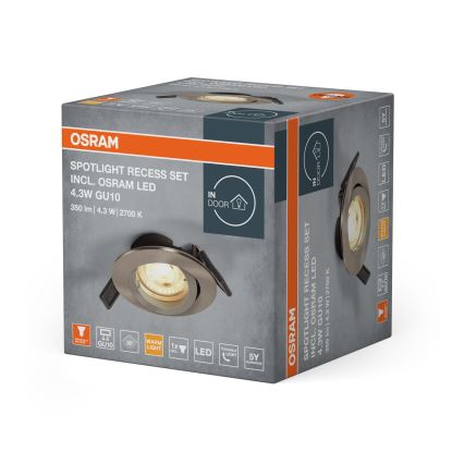 Osram - LED вградено осветително тяло SPOT 1xGU10/4,3W/230V 2700K CRI 90 матов хром