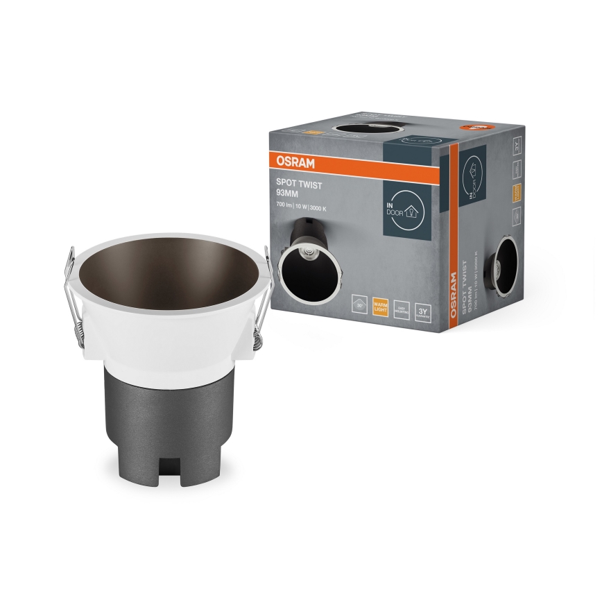 Osram - LED вградено осветително тяло SPOT TWIST LED 10 W / 230 V, 3000 K, Ø 9,3 см, бяло/черно