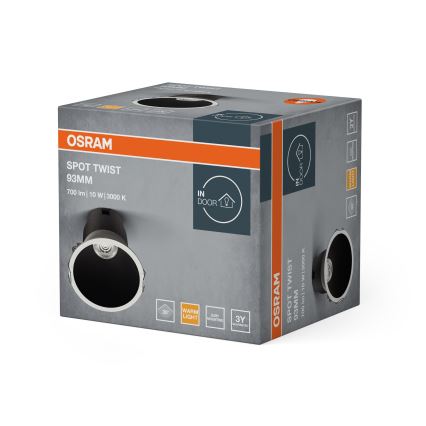 Osram - LED вградено осветително тяло SPOT TWIST LED 10 W / 230 V, 3000 K, Ø 9,3 см, бяло/черно