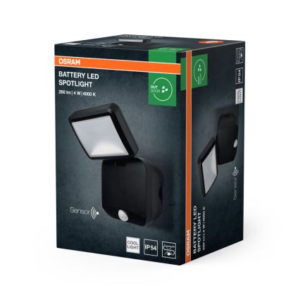 Osram - LED външен стенен прожектор с сензор BATTERY LED/4W/4xD IP54