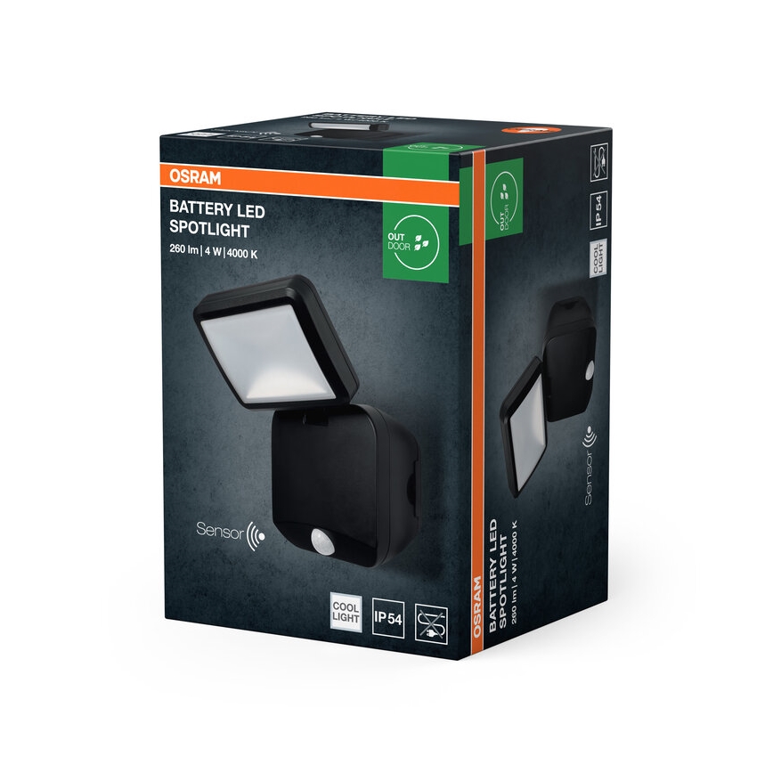 Osram - LED външен стенен прожектор с сензор BATTERY LED/4W/4xD IP54