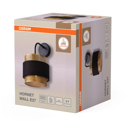 Osram - Настенна лампа DECOR HORNET 1xE27/10W/230V черна/златна