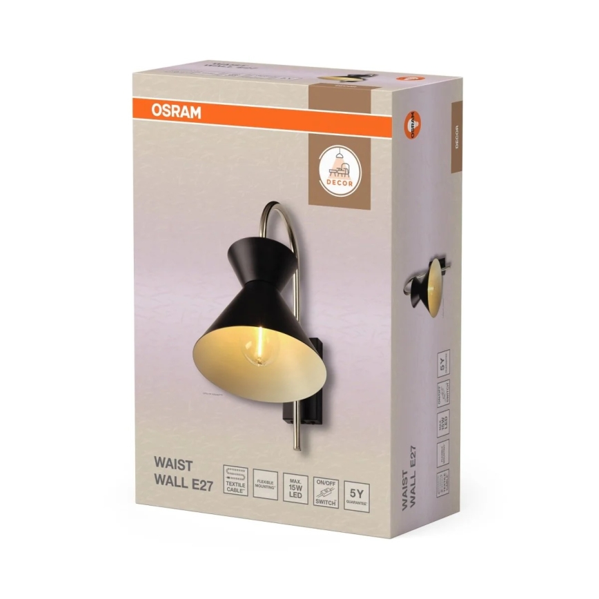Osram - Настенна лампа DECOR WAIST 1xE27/40W/230V черна