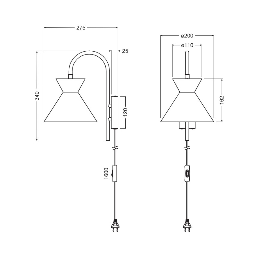 Osram - Настенна лампа DECOR WAIST 1xE27/40W/230V черна