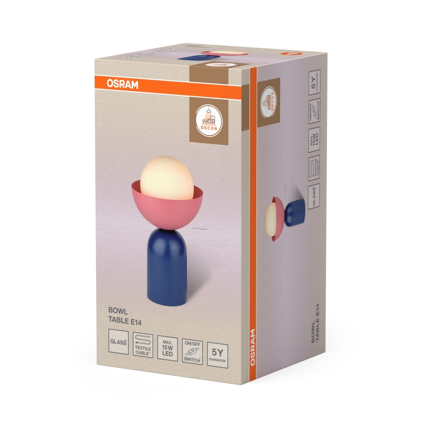 Osram - Настолна лампа DECOR BOWL 1xE14/25W/230V синя/розова