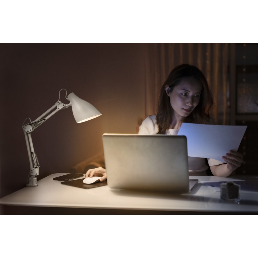 Osram - Настолна лампа с щипка DESK LINE 1xE27/11W/230V бяла