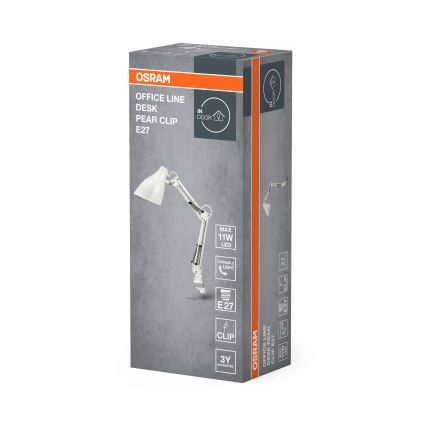 Osram - Настолна лампа с щипка DESK LINE 1xE27/11W/230V бяла