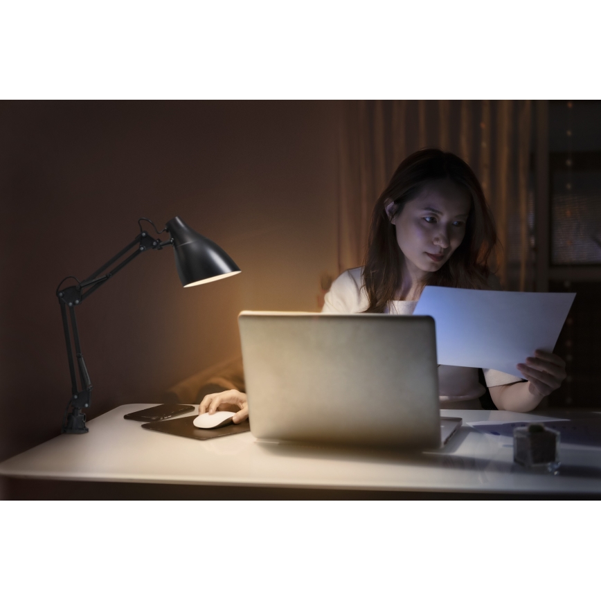 Osram - Настолна лампа с щипка DESK LINE 1xE27/11W/230V черна