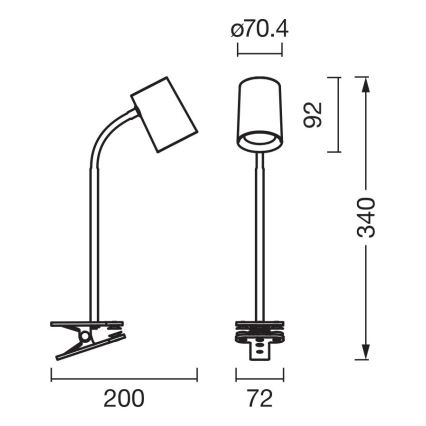 Osram - Настолна лампа с щипка DESK LINE 1xGU10/9W/230V черна