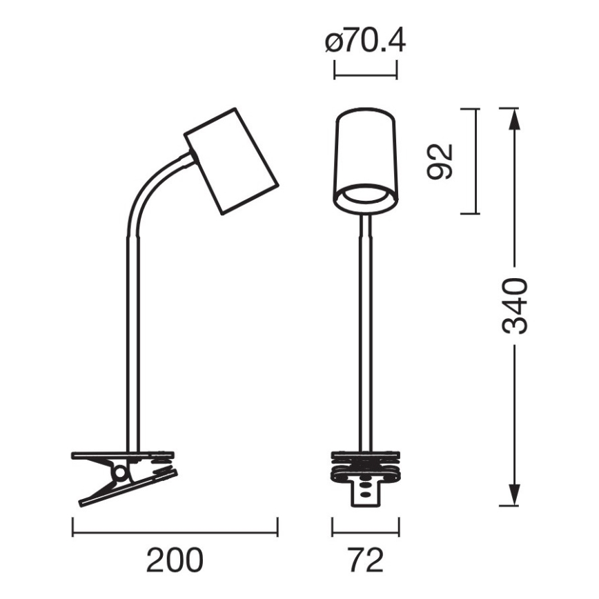 Osram - Настолна лампа с щипка DESK LINE 1xGU10/9W/230V черна